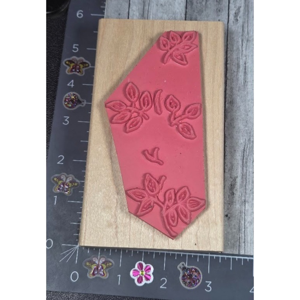 JRL Design Dragonfly and Friends Plants S350 Rubber Stamp Wood #F22 - Picture 2 of 3